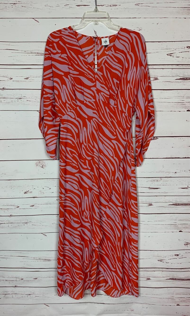CAbi Women's XS Extra Small Red 5795 Saunter Socialite Zebra Sheer Midi Dress